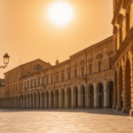 Città italiana sotto il sole cocente in estate