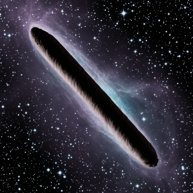 Oggetto interstellare a forma di sigaro nello spazio