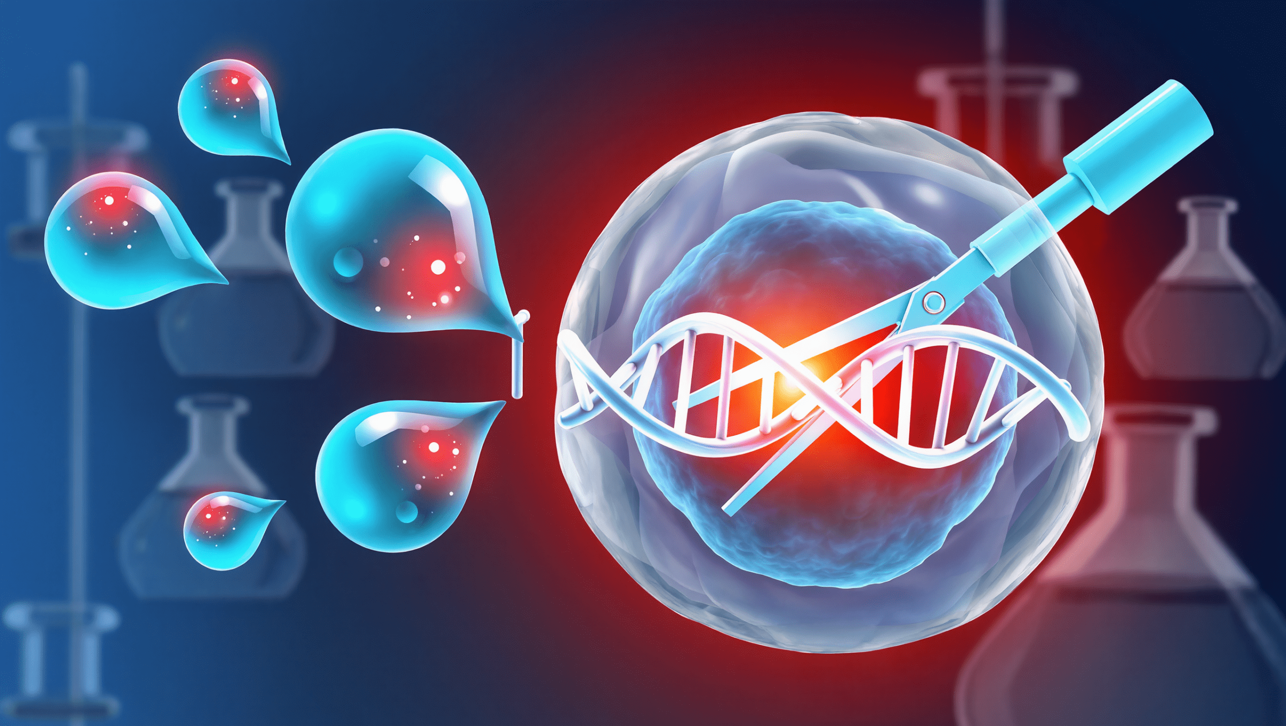 Illustrazione scientifica di editing genetico con forbici molecolari