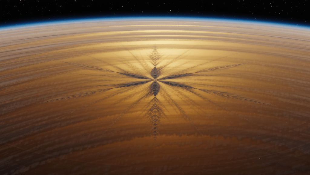 Decagono geometrico misterioso al polo sud di Saturno