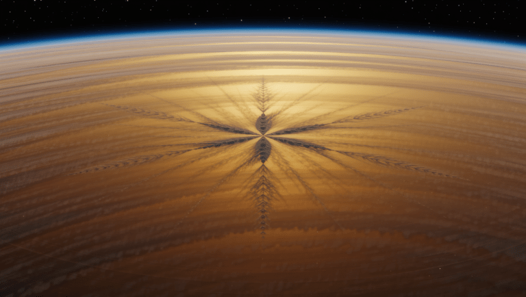 Decagono geometrico misterioso al polo sud di Saturno